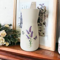 Pretty Lavender & Butterfly Vase, Purple Flower Decorations, Gifts, Home Decor, Vase - thumbnail 1