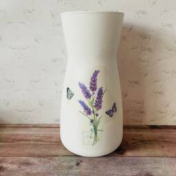 Pretty Lavender & Butterfly Vase, Purple Flower Decorations, Gifts, Home Decor, Vase - thumbnail 2