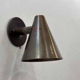 1950's Mid-Century Brass Cone Wall Sconce Italian Modern Light Fixture Sputnik Lamp Bedroom - thumbnail 2