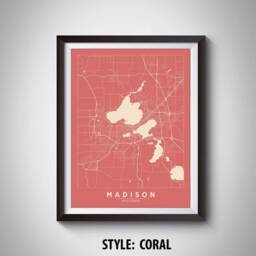 Madison Wi Map Print Vintage Style Office Wall Art - thumbnail 3