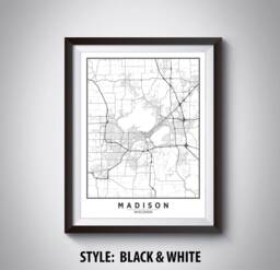 Madison Wi Map Print Vintage Style Office Wall Art - thumbnail 1