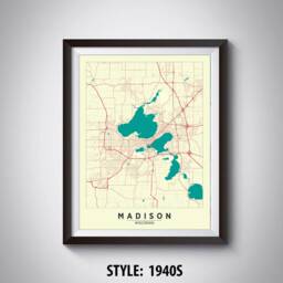 Madison Wi Map Print Vintage Style Office Wall Art - thumbnail 2