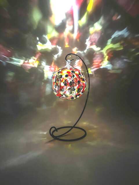 Abstract Tropical Nights Glass Candle Holder, Hand Painted, Home Decor - image 1