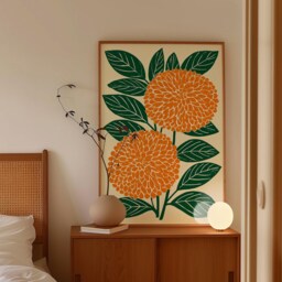 Orange Flower Poster, Botanical Wall Art, Floral Nature Print - thumbnail 2