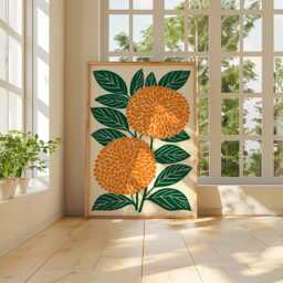 Orange Flower Poster, Botanical Wall Art, Floral Nature Print - thumbnail 4