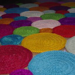 Handmade Wool Round Rug Colorful Crochet Area Rug - thumbnail 3