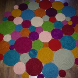 Handmade Wool Round Rug Colorful Crochet Area Rug - thumbnail 2