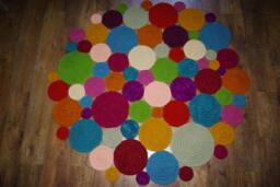 Handmade Wool Round Rug Colorful Crochet Area Rug - thumbnail 1