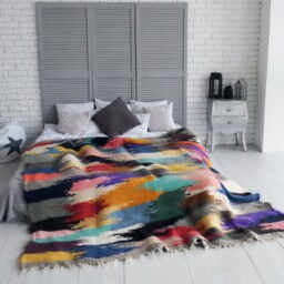 Handwoven Hutsul Wool Blanket Shaggy Organic Bed Coverlet - thumbnail 3