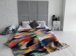 Handwoven Hutsul Wool Blanket Shaggy Organic Bed Coverlet