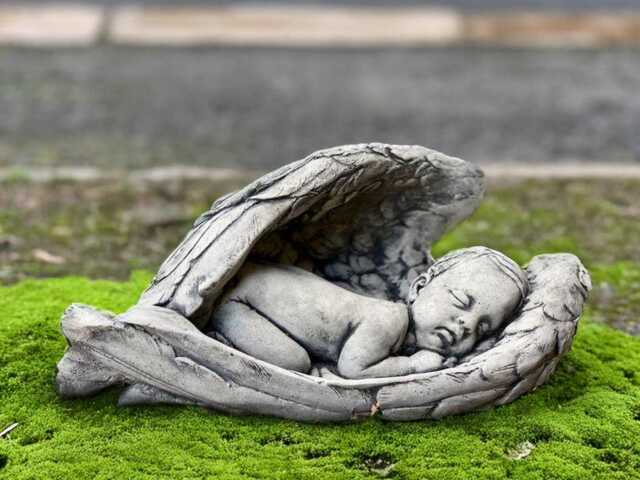 Stone Baby Angel Statue Concrete Sculpture Outdoor Memorial Child Decoration Sleeping Ornament Angel Lover Gift Yard Art - image 1