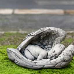 Stone Baby Angel Statue Concrete Sculpture Outdoor Memorial Child Decoration Sleeping Ornament Angel Lover Gift Yard Art - thumbnail 3