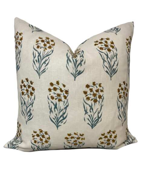 Penny Morrison Kalindi Yellow/Blue Fabric Double Sided Cushion Cover Pillow - image 1