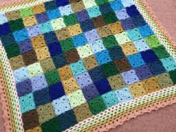 Crochet Unique Baby Boy Cot Blanket With Greens & Blues - thumbnail 1
