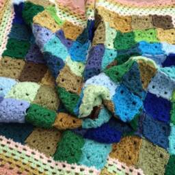 Crochet Unique Baby Boy Cot Blanket With Greens & Blues - thumbnail 4