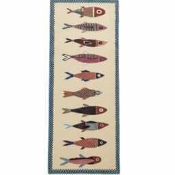Handwoven Wool Koi Fish Runner Rug, Japanese-Inspired Home D??cor - thumbnail 2