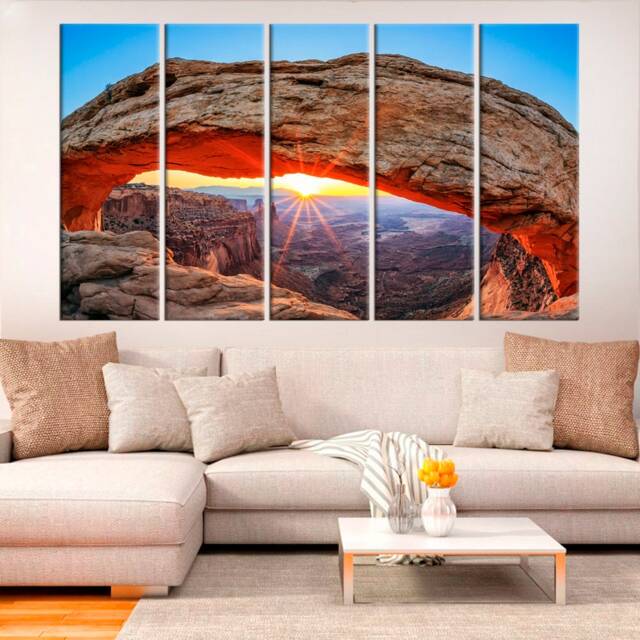 Utah Usa Mesa Arch in Canyonlands National Park America Landscape Poster Bedroom Wall Art Giclee Fine Print Sundown Print Canvas - image 1