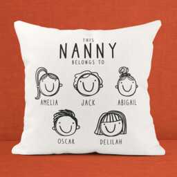 Personalised This Nanny Belongs To Cushion - Custom Nanna Nan Gift With Grandchildren's Names For Mother's Day, Birthday Or Christmas