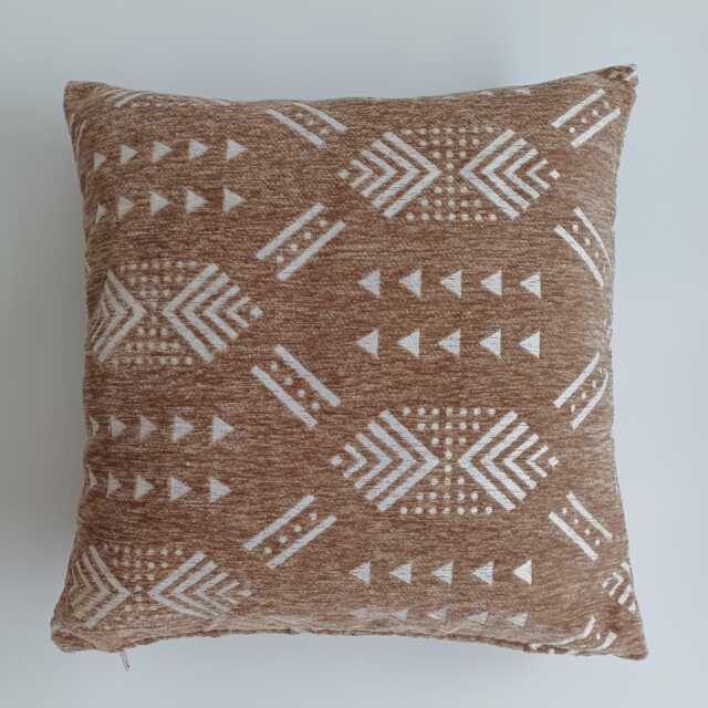 Moroccan Velvet Cushion Cover, Handmade Brocade Clay Brown Pillow Decorative 16''x16''/40x40 cm - image 1