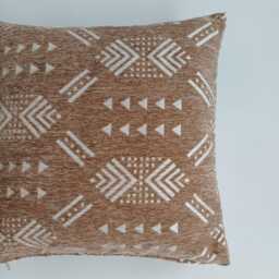 Moroccan Velvet Cushion Cover, Handmade Brocade Clay Brown Pillow Decorative 16''x16''/40x40 cm - thumbnail 2