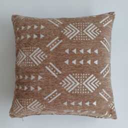 Moroccan Velvet Cushion Cover, Handmade Brocade Clay Brown Pillow Decorative 16''x16''/40x40 cm - thumbnail 1