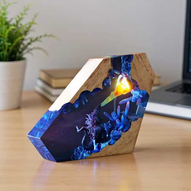 Handmade Godzilla Resin Lamp Anime Monster Night Light - image 1