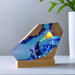 Handmade Godzilla Resin Lamp Anime Monster Night Light - thumbnail 2