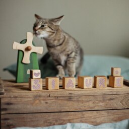 Personalized Wooden Name Blocks Lilac Nursery Decor - thumbnail 4