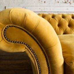 British Handmade 3 Seater Mustard Velvet Fabric Chesterfield Sofa - thumbnail 2