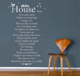 House Rules Quote, Vinyl Wall Art Sticker Decal Mural. Home, Decor. Living Room, Hallway, Dining Room. Family. 65cm Wide X 107.7cm High - thumbnail 1