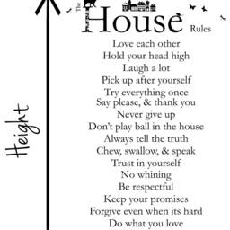 House Rules Quote, Vinyl Wall Art Sticker Decal Mural. Home, Decor. Living Room, Hallway, Dining Room. Family. 65cm Wide X 107.7cm High - thumbnail 3