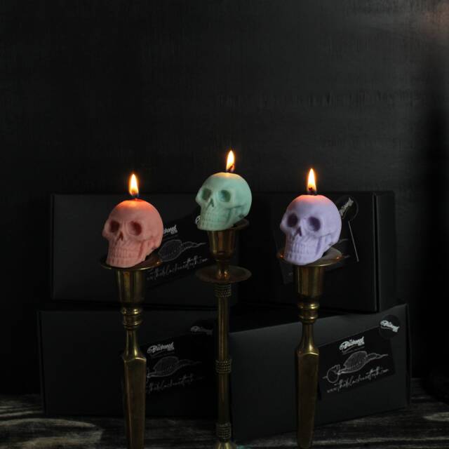 Skull Candles Gift Box - Pastel Goth Vegan Decor Gothic Christmas Gifts For Her Handmade By The Blackened Teeth - image 1