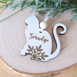 Cat Christmas Tree Ornament - Personalised Decoration Memorial Loss Of Furry Friend - thumbnail 3