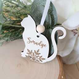 Cat Christmas Tree Ornament - Personalised Decoration Memorial Loss Of Furry Friend - thumbnail 2
