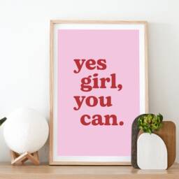 Yes Girl You Can Print Set - Positive Home Office Decor, Multicoloured Posters, Motivational Inspirational Art - A4, A3, A2, A1 Unframed - thumbnail 2