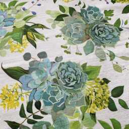 Echeveria Pillow Cover, Green & Yellow Floral Chenille Cushion, Double Sided Print - thumbnail 2