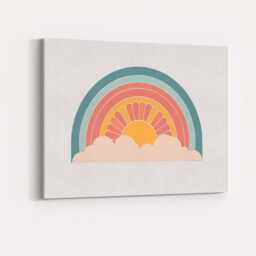Boho Rainbow Sunrise Cloud Minimalist Geometric Canvas Wall Art Print Decor Picture Ready To Hang - thumbnail 4
