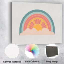 Boho Rainbow Sunrise Cloud Minimalist Geometric Canvas Wall Art Print Decor Picture Ready To Hang - thumbnail 2