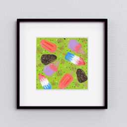 Ice Cream Acrylic Painting Quirky Kitchen Wall Art, 8x8 - thumbnail 2