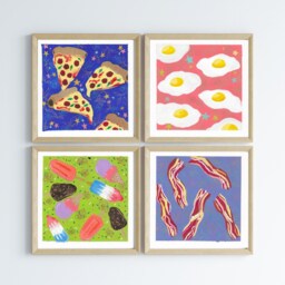 Ice Cream Acrylic Painting Quirky Kitchen Wall Art, 8x8 - thumbnail 3