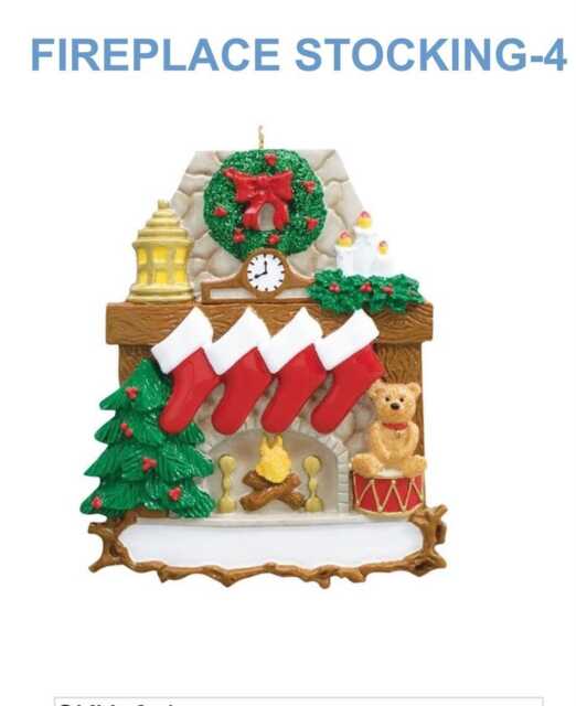 Personalized Family Fireplace Stocking Ornament Resin Christmas Tree Decoration - image 1