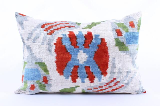 16x24 Ikat Velvet Pillow Cover, Handmade Cushion, Decorative Throw Pillow, Boho Cushion Turkish Home Decor - image 1