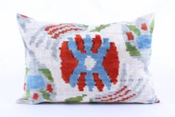 16x24 Ikat Velvet Pillow Cover, Handmade Cushion, Decorative Throw Pillow, Boho Cushion Turkish Home Decor - thumbnail 1