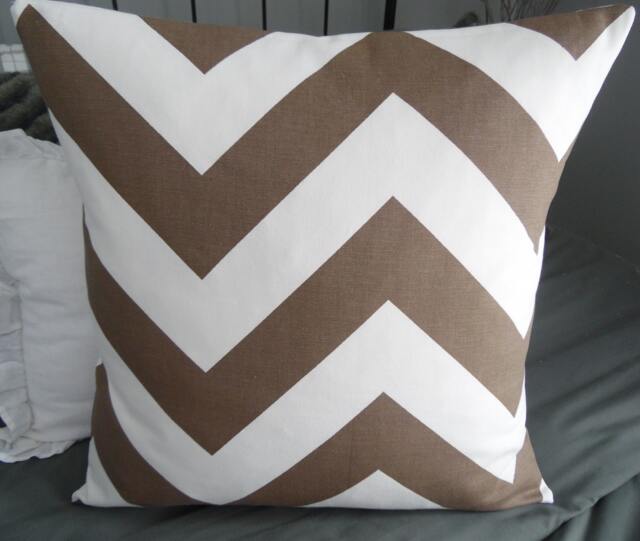 Large Chevron.fall Decor Pillows.slipcovers.toss Pillow.throw Pillows.brown Pillows.brown.white.chevron Pillows - image 1