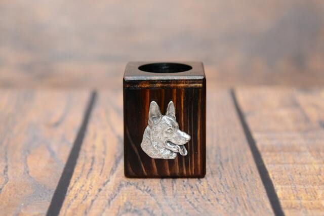 German Shepherd - Wooden Candlestick With Dog, Souvenir, Decoration, Limited Edition, Collection - image 1