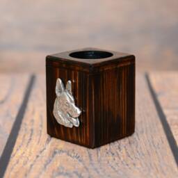 German Shepherd - Wooden Candlestick With Dog, Souvenir, Decoration, Limited Edition, Collection - thumbnail 2