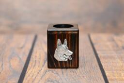 German Shepherd - Wooden Candlestick With Dog, Souvenir, Decoration, Limited Edition, Collection - thumbnail 1