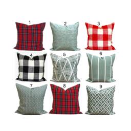 Outdoor Christmas Pillow Covers, Red Cover For 20x20 Pillow, 16x16 18x18 Pillow, All Sizes Incl Lumbar & Euro - thumbnail 2