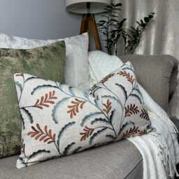 Decorative Cushion Cover - Designer Jouvene Fabric Features A Silhouette Of Trailing Leaves With Embroidery Detail, Size 12 - thumbnail 1