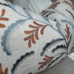 Decorative Cushion Cover - Designer Jouvene Fabric Features A Silhouette Of Trailing Leaves With Embroidery Detail, Size 12 - thumbnail 3